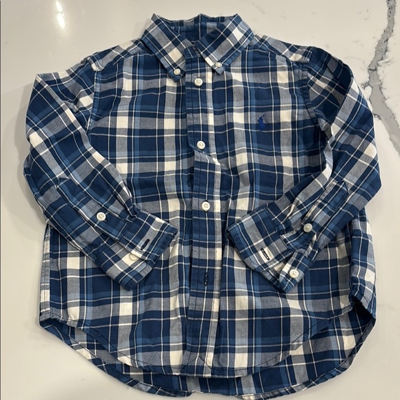 Ralph Lauren 3T Blue Plaid Shirt - Picture 1 of 3